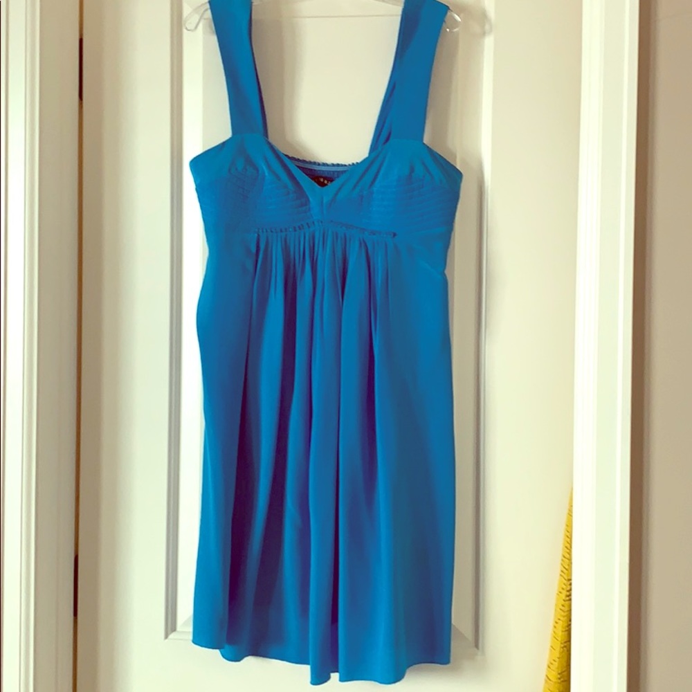 Black Halo turquoise silk dress